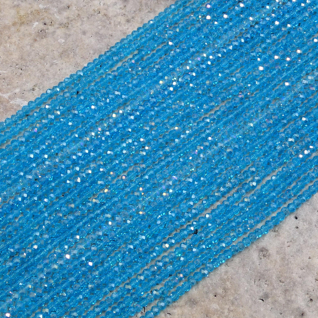 Crystal Faceted Rondelle Aquamarine AB, 2mm 4mm 6mm 8mm