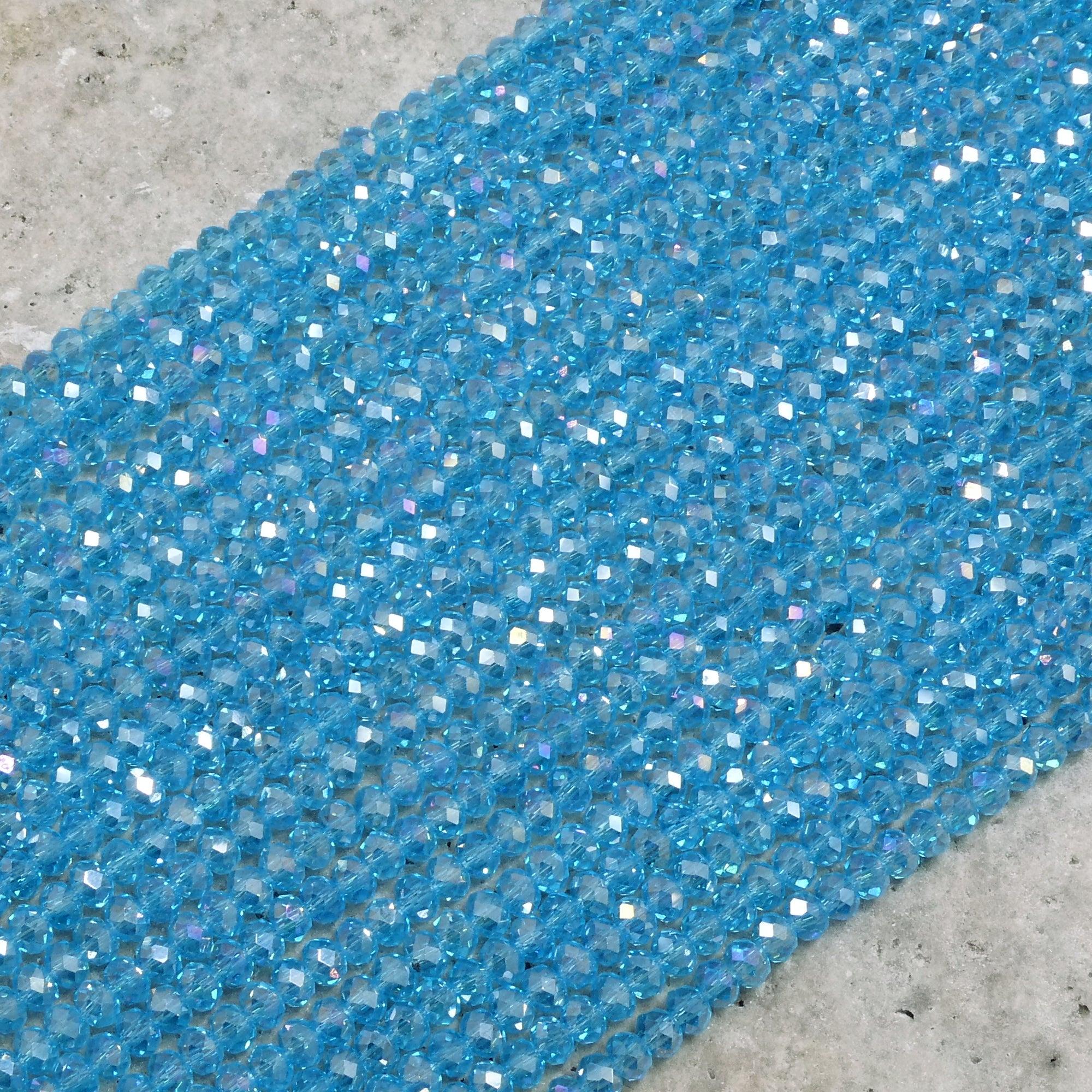 Crystal Faceted Rondelle Aquamarine AB, 2mm 4mm 6mm 8mm