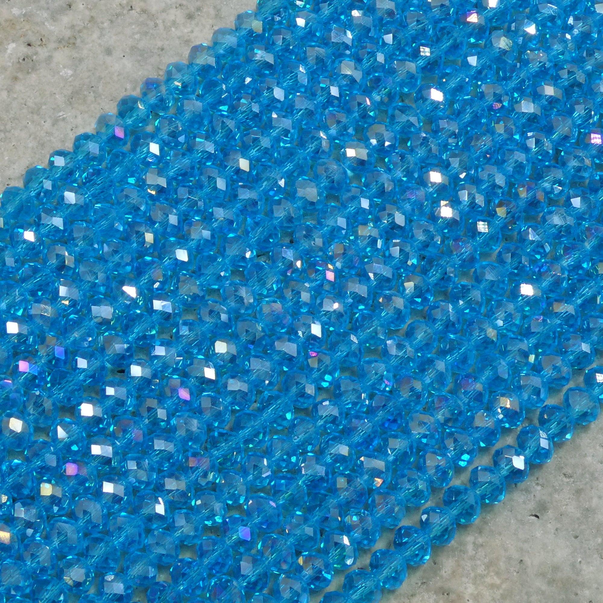 Crystal Faceted Rondelle Aquamarine AB, 2mm 4mm 6mm 8mm