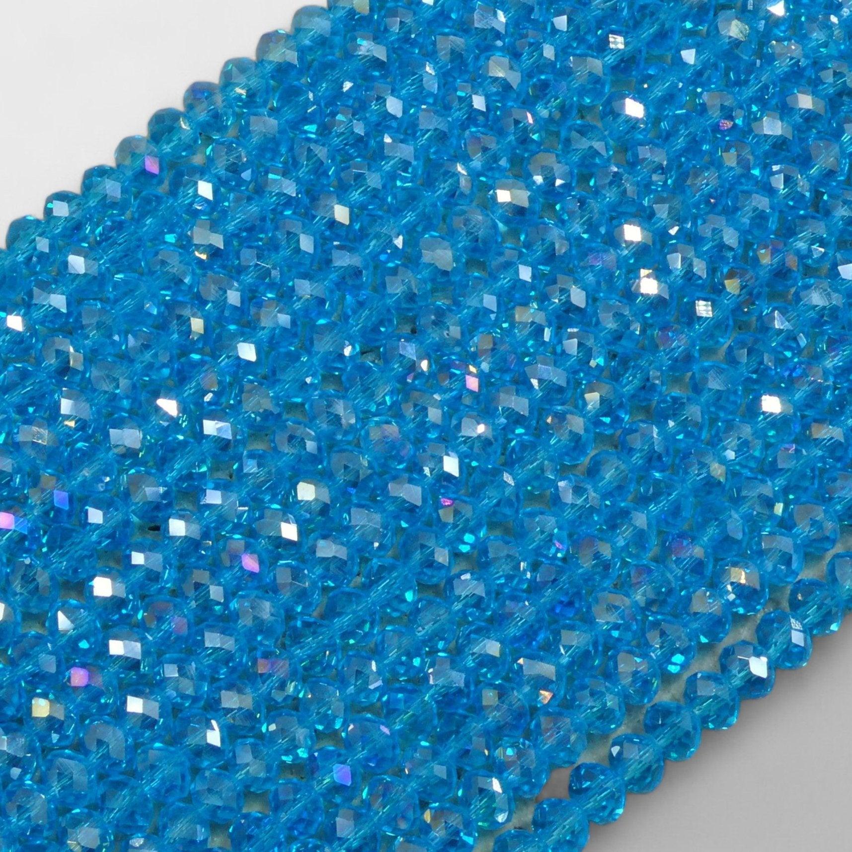 Crystal Faceted Rondelle Aquamarine AB, 2mm 4mm 6mm 8mm