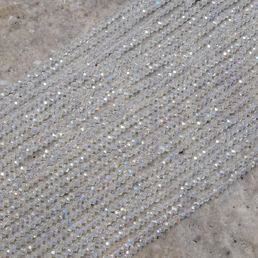 Crystal Faceted Rondelle Clear AB, 2mm 4mm 6mm 8mm