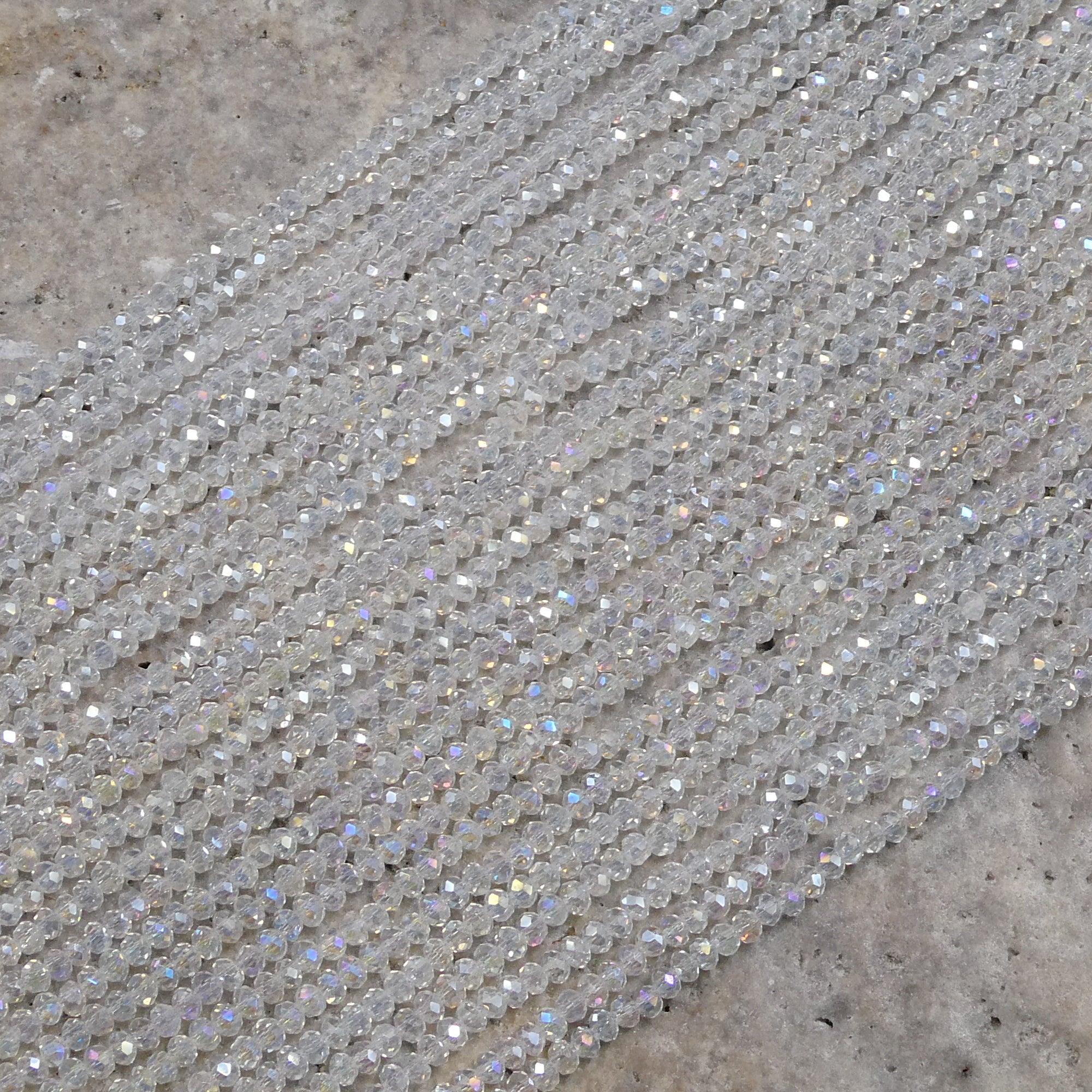 Crystal Faceted Rondelle Clear AB, 2mm 4mm 6mm 8mm